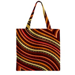 Waves Pattern Abstract Neutrals Zipper Grocery Tote Bag