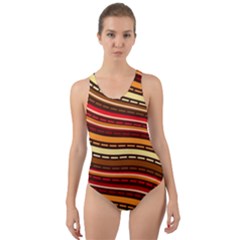 Waves Pattern Abstract Neutrals Cut-out Back One Piece Swimsuit