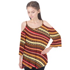 Waves Pattern Abstract Neutrals Flutter Sleeve T-shirt