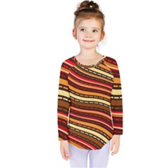 Waves Pattern Abstract Neutrals Kids  Long Sleeve T-shirt