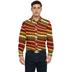 Waves Pattern Abstract Neutrals Men s Long Sleeve Shirt