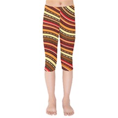 Waves Pattern Abstract Neutrals Kids  Capri Leggings 