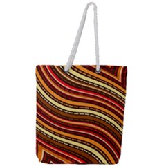 Waves Pattern Abstract Neutrals Full Print Rope Handle Tote (large)