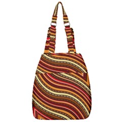 Waves Pattern Abstract Neutrals Center Zip Backpack