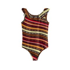 Waves Pattern Abstract Neutrals Kids  Frill Swimsuit