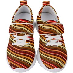 Waves Pattern Abstract Neutrals Kids  Velcro Strap Shoes