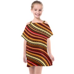 Waves Pattern Abstract Neutrals Kids  One Piece Chiffon Dress