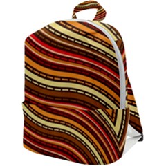 Waves Pattern Abstract Neutrals Zip Up Backpack