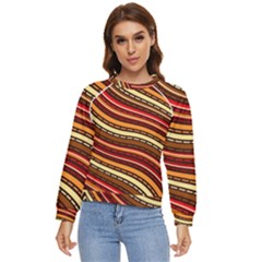 Waves Pattern Abstract Neutrals Women s Long Sleeve Raglan T-shirt