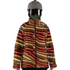 Waves Pattern Abstract Neutrals Men s Zip Ski And Snowboard Waterproof Breathable Jacket