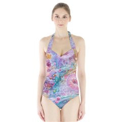 Cells Fluid Bubbles Halter Swimsuit