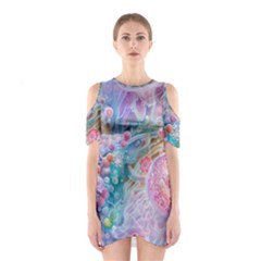 Cells Fluid Bubbles Shoulder Cutout One Piece Dress by Maspions