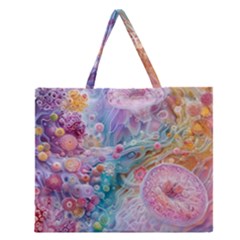 Cells Fluid Bubbles Zipper Large Tote Bag