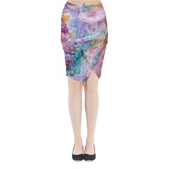 Cells Fluid Bubbles Midi Wrap Pencil Skirt