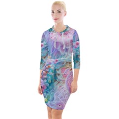 Cells Fluid Bubbles Quarter Sleeve Hood Bodycon Dress by Maspions