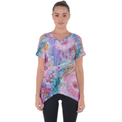 Cells Fluid Bubbles Cut Out Side Drop T-shirt by Maspions