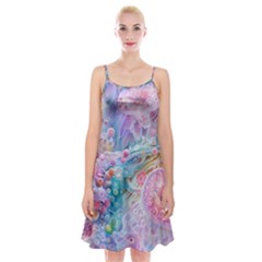 Cells Fluid Bubbles Spaghetti Strap Velvet Dress by Maspions