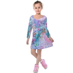 Cells Fluid Bubbles Kids  Long Sleeve Velvet Dress