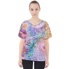 Cells Fluid Bubbles V-neck Dolman Drape Top