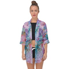 Cells Fluid Bubbles Open Front Chiffon Kimono by Maspions