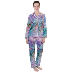 Cells Fluid Bubbles Women s Long Sleeve Satin Pajamas Set	 by Maspions