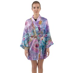 Cells Fluid Bubbles Long Sleeve Satin Kimono by Maspions