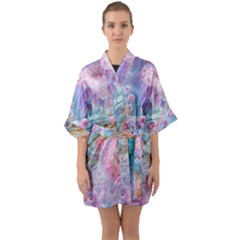 Cells Fluid Bubbles Half Sleeve Satin Kimono  by Maspions