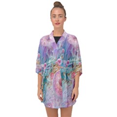 Cells Fluid Bubbles Half Sleeve Chiffon Kimono by Maspions