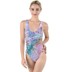 Cells Fluid Bubbles High Leg Strappy Swimsuit