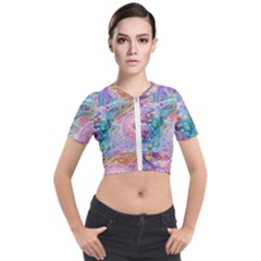 Cells Fluid Bubbles Short Sleeve Cropped Jacket by Maspions