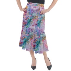 Cells Fluid Bubbles Midi Mermaid Skirt