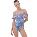 Cells Fluid Bubbles Frill Detail One Piece Swimsuit View1