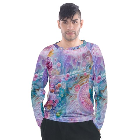 Cells Fluid Bubbles Men s Long Sleeve Raglan T-shirt by Maspions