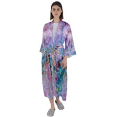 Cells Fluid Bubbles Maxi Satin Kimono by Maspions