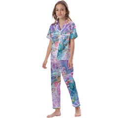 Cells Fluid Bubbles Kids  Satin Short Sleeve Pajamas Set by Maspions