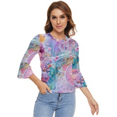 Cells Fluid Bubbles Bell Sleeve Top