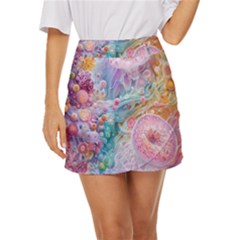 Cells Fluid Bubbles Mini Front Wrap Skirt by Maspions