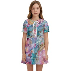 Cells Fluid Bubbles Kids  Sweet Collar Dress