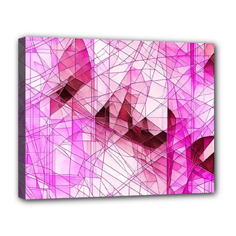 Pink Abstract Lineart Canvas 14  X 11  (stretched)