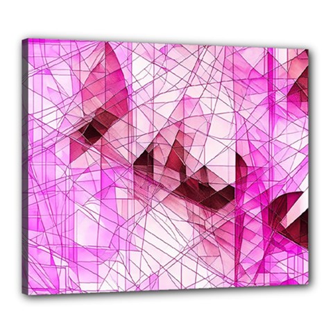 Pink Abstract Lineart Canvas 24  X 20  (stretched)