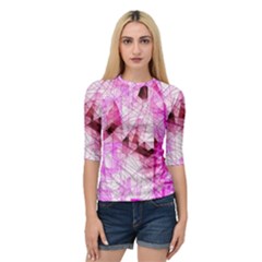 Pink Abstract Lineart Quarter Sleeve Raglan T-shirt