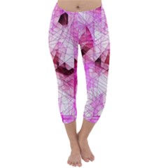 Pink Abstract Lineart Capri Winter Leggings 