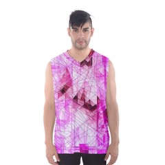 Pink Abstract Lineart Men s Basketball Tank Top