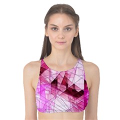 Pink Abstract Lineart Tank Bikini Top