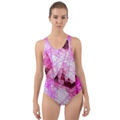 Pink Abstract Lineart Cut-out Back One Piece Swimsuit