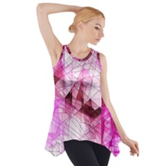 Pink Abstract Lineart Side Drop Tank Tunic