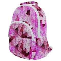 Pink Abstract Lineart Rounded Multi Pocket Backpack