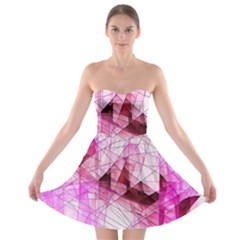 Pink Abstract Lineart Strapless Bra Top Dress