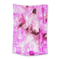 Pink Abstract Lineart Small Tapestry by Maspions