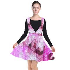 Pink Abstract Lineart Plunge Pinafore Dress